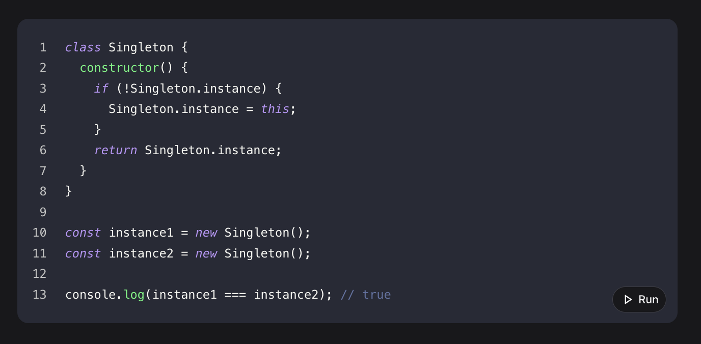 <p>Explain the concept of the Singleton pattern</p>