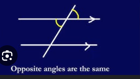 <p>opposite angles are equal</p>