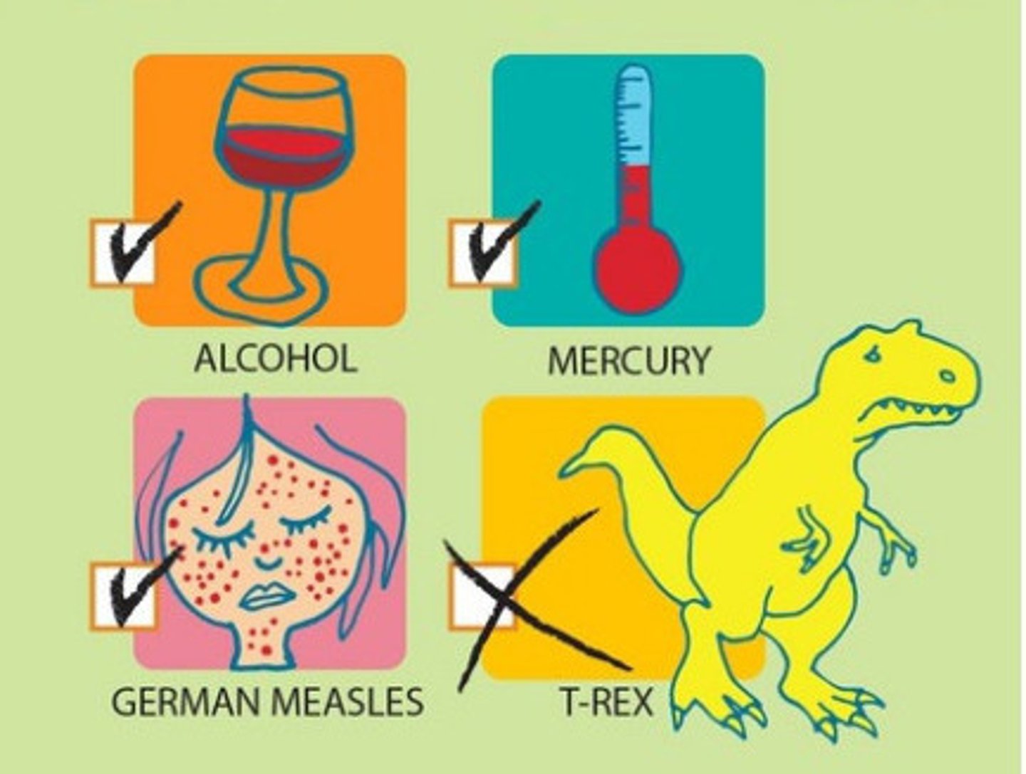 <p>agents, such as chemicals and viruses, that can reach the embryo or fetus during prenatal development and cause harm</p>