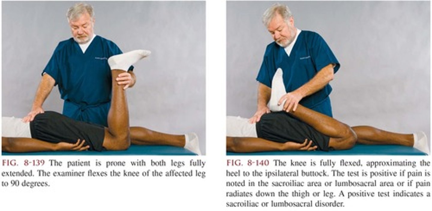 <p>Assessment for:</p><p>- SI or lumbosacral disorders</p>