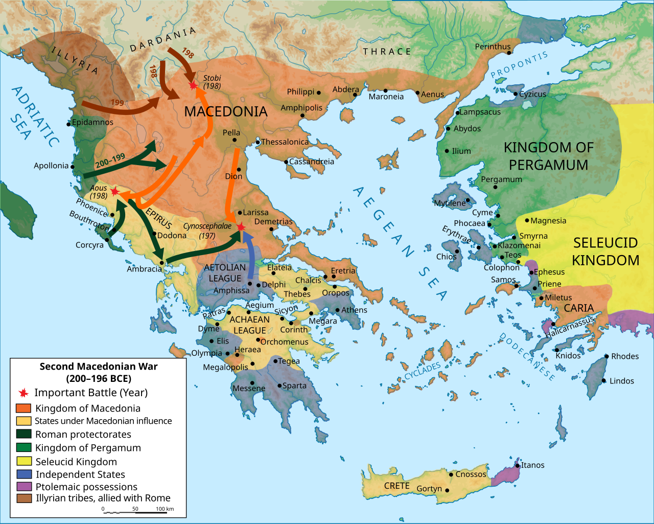 <p>200 BCE - 197 BCE - Second Macedonian War (All Facts)</p>
