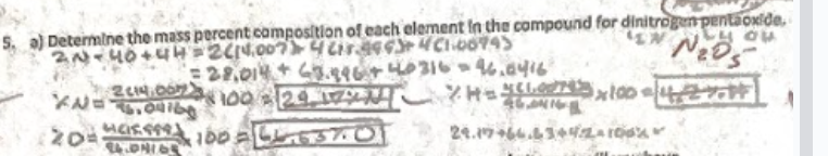 <p>is the method of calculating the percentage by mass of each element in a compound. This is done by dividing the mass of each element by the total molar mass of the compound and multiplying by 100. <br><br>when asked for grams of each element, use the mass percent to find individual contributions. Given gram * mass percent composition = g of element</p>