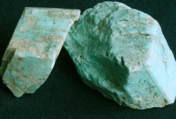 <p>feldspar group- amazonite silicates</p>