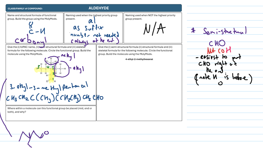 <p>-al as suffix (location not needed)</p><p>CHO (<strong>NOT</strong> COH)</p>