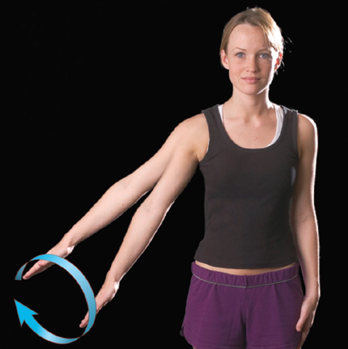 <p>distal end of limb makes circle while proximal end is stationary</p>