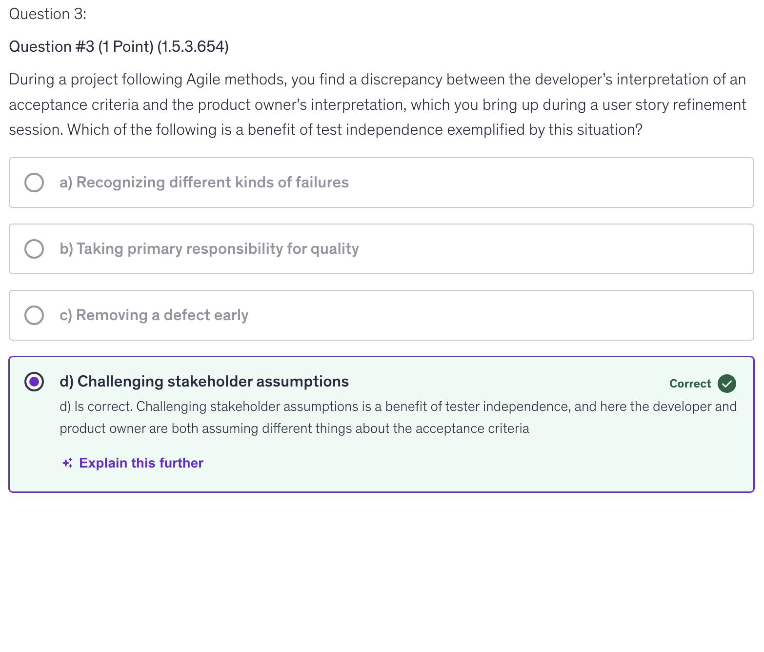 <p>d) Challenging stakeholder assumptions</p>