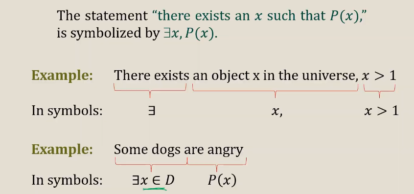 <p>applies to <strong>some </strong>objects in a collection</p>