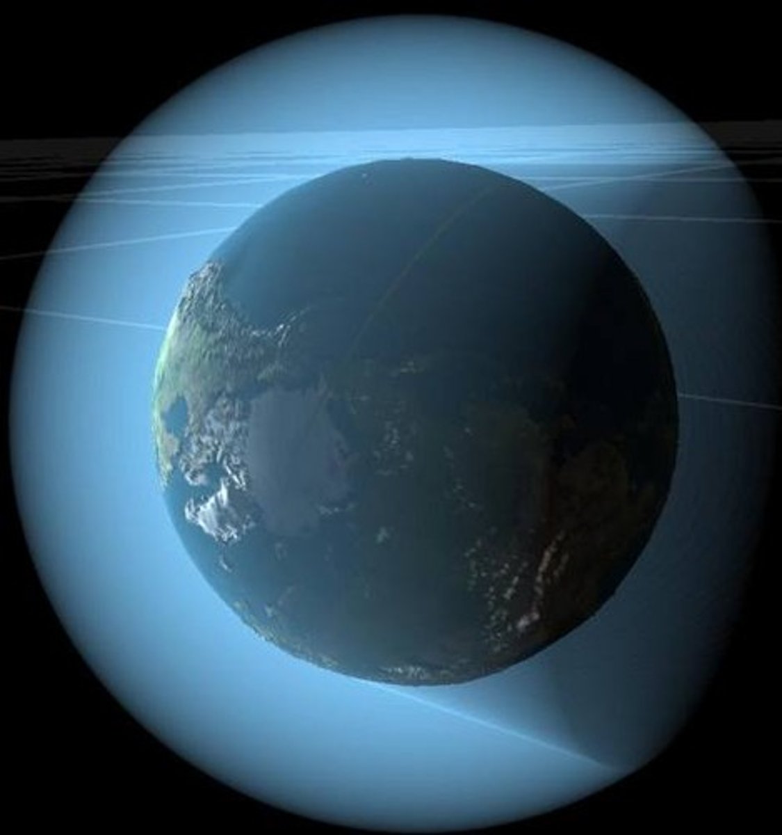 <p>A mixture of gases that surrounds a planet or moon.</p>
