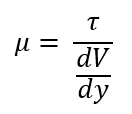 <ul><li><p><span>τ = shear stress in lb/ft<sup>2</sup> or Pa</span></p></li><li><p>μ = absolute viscosity in lb-sec/ft<sup>2</sup> (poises) or Pa-sec</p></li><li><p>y = distance between the plates in ft or m</p></li><li><p>U = velocity in ft/s or m/s</p></li></ul><p></p>