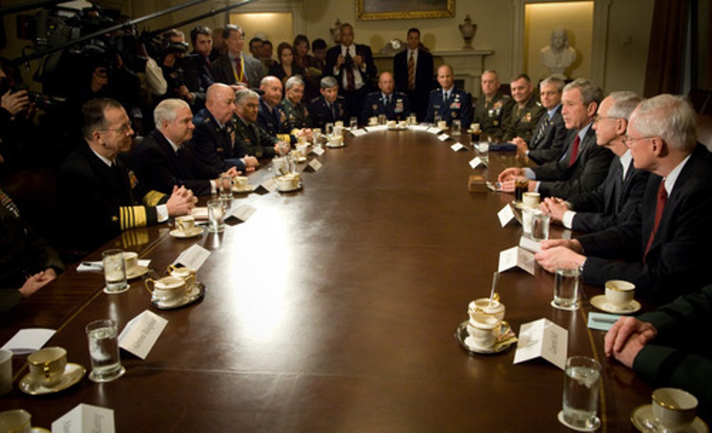 <p>George Washington organized new departments of the executive (law-enforcing) branch. These appointments had to be confirmed by the Senate.</p><p>The term for the heads of the executive departments appointed by the president. (p. 110)</p>