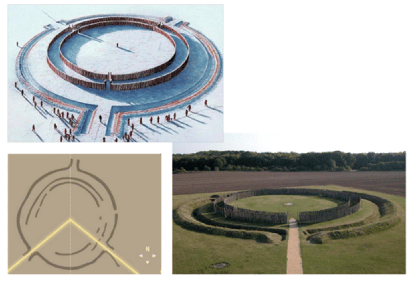 <p>-in Goseck, Germany</p><p>-built around 5000 BC</p><p>-earliest known structure with a recognizable astronomical alignment</p><p>-marks the winter solstice (left opening sunset, right opening sunrise)</p>