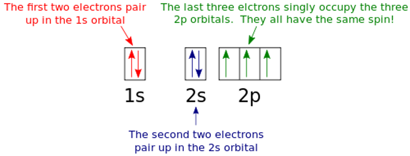 <p>3 electrons with the same direction of spin as they are all in different orbitals</p>