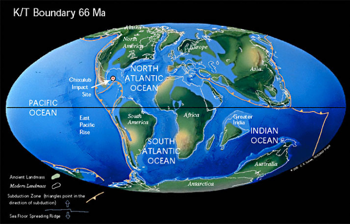 <p>Lump of rock size of Manhattan ~10km radius impacted earth</p>