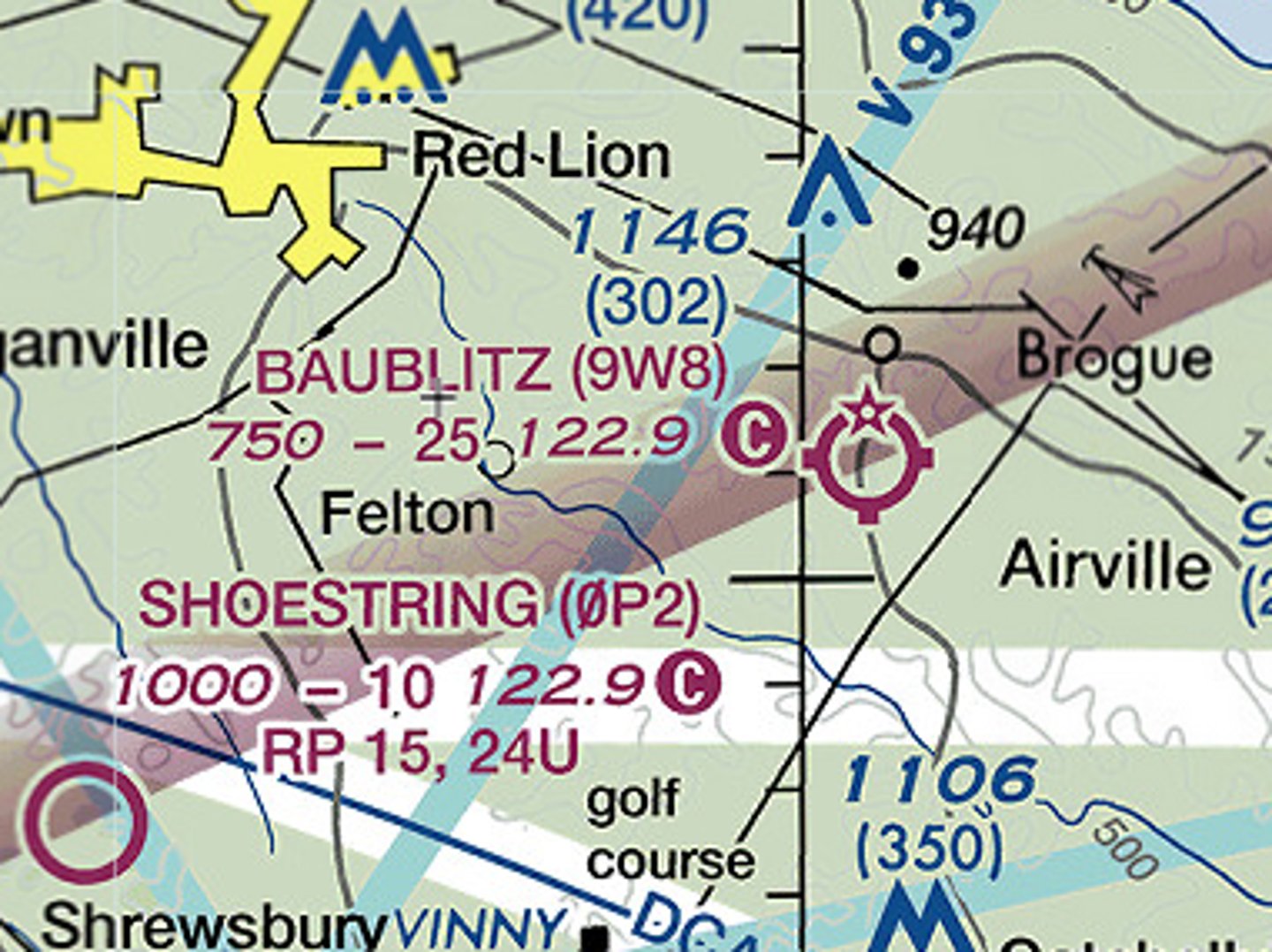 <p>True or False? A rotating beacon is installed at Baublitz airport?</p>