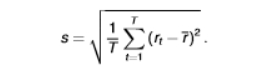 <ul><li><p>also the formula for sample standard deviation which is the square root of the sample variance </p></li><li><p>variance will be non-zero and positive (as it is squared) </p></li></ul><p></p>