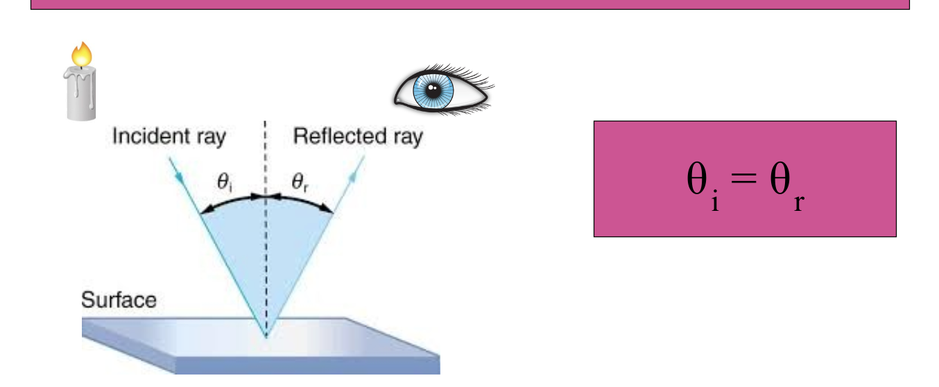 <p>Angle of incidence = Angle of reflection</p>