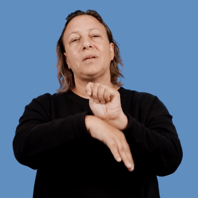 <p>“T” handshape of left hand taps the back of your right hand <strong>twice</strong></p>