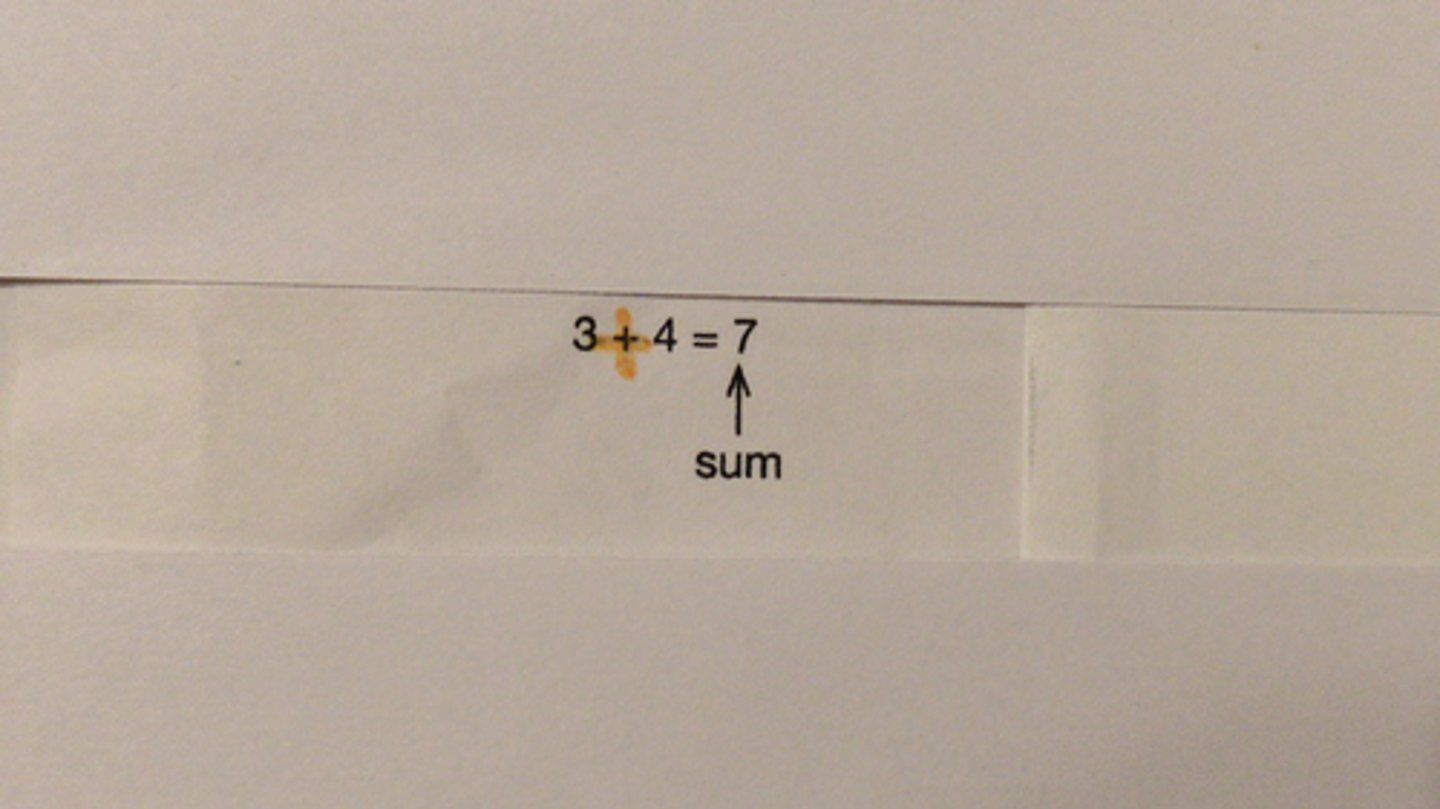 <p>The result of adding two or more numbers (addends).</p>