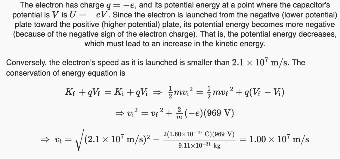 <p>Δ V = Ed = (5.1 × 10<sup>5</sup> V/m)(r<sub>m</sub>) = 969 V</p>
