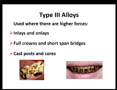 <ul><li><p>Inlays/onlays</p></li><li><p>Full crown and short span bridges</p></li><li><p>Cast posts and cores </p></li></ul><p></p>