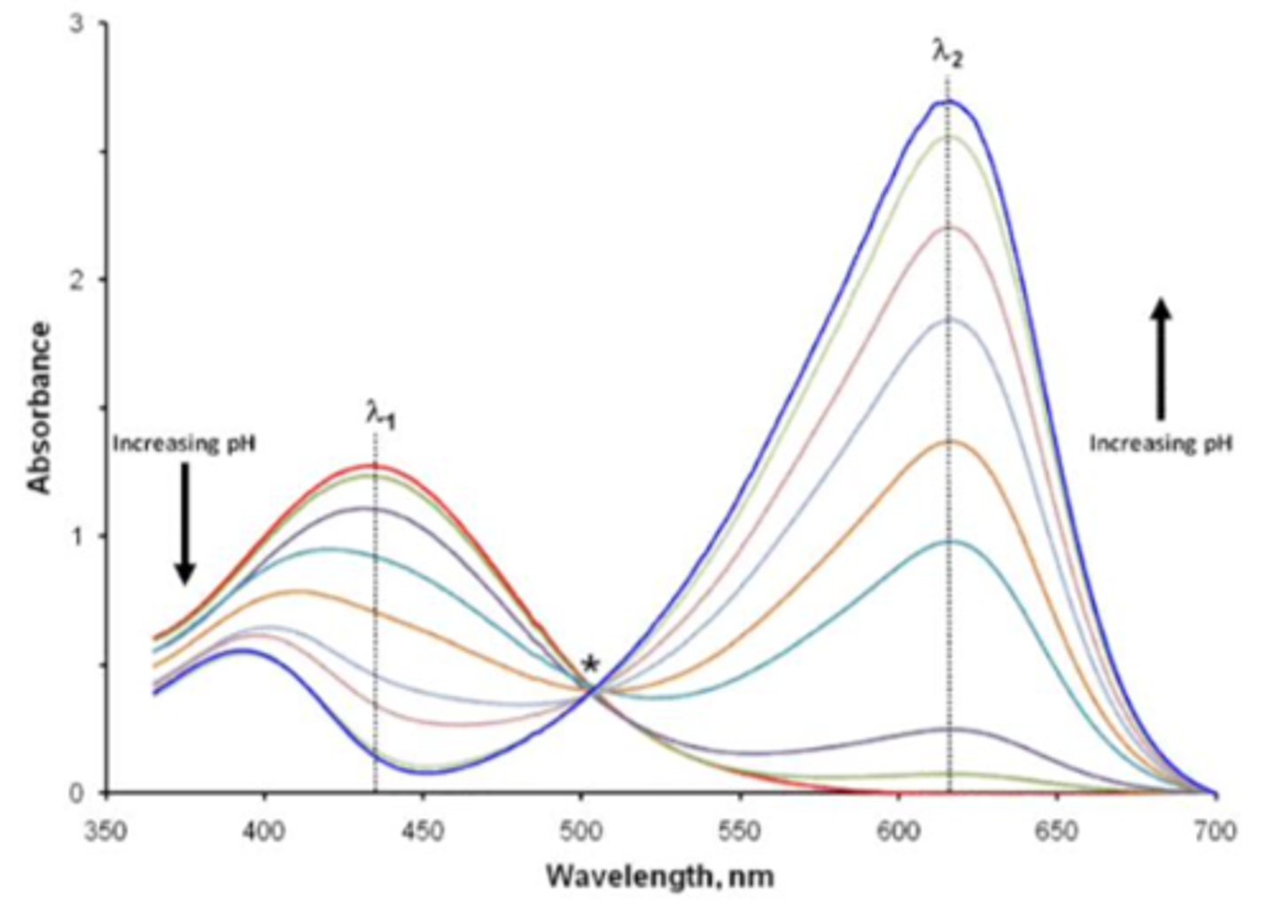 <p>Isosbestic point</p><p>Significant because it is a specific wavelength at which the total absorbance does not change so the concentration across all solutions measured is the same</p>