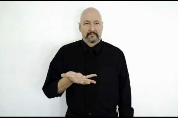 <p>Move palm around in a circle while in “5” handshape</p>