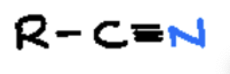 <p><span>organic compound that contains a cyano group (-C≡N), which consists of a carbon atom triple-bonded to a nitrogen atom</span></p>