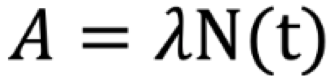 <p>Activity (A, Bq)</p><p>N(t) - number of atoms at time t</p>