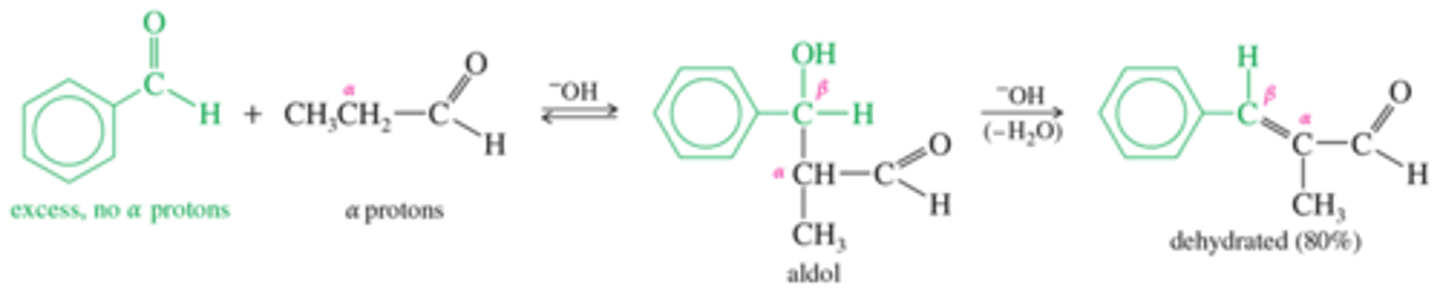 <p>A crossed aldol condensation can be effective if it is planned so that only one of the reactants can form an enolate ion.</p><p>Phenols are good at this</p>