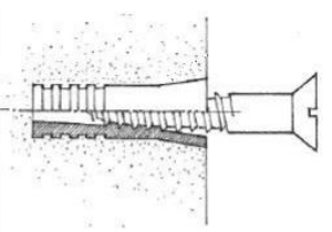 <p>Lead or plastic sleeves inserted into a predrilled hole and expanded by driving a bolt or screw into it.</p>