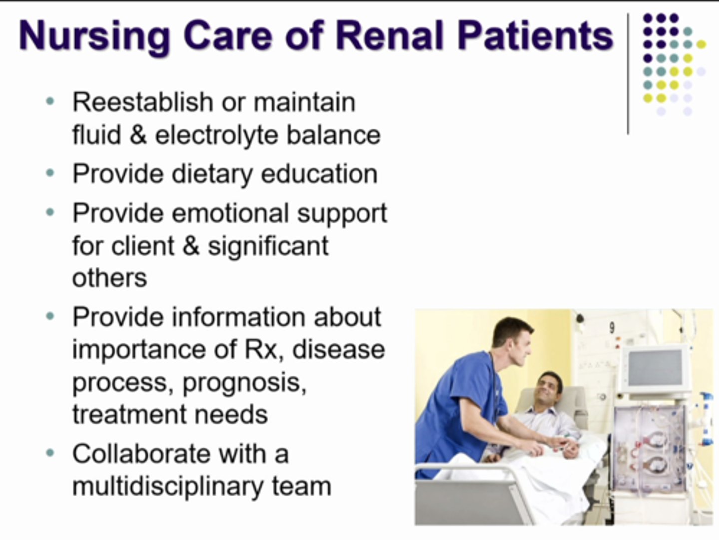 <p>keep these things in mind when caring for a patient with kidney disease</p>
