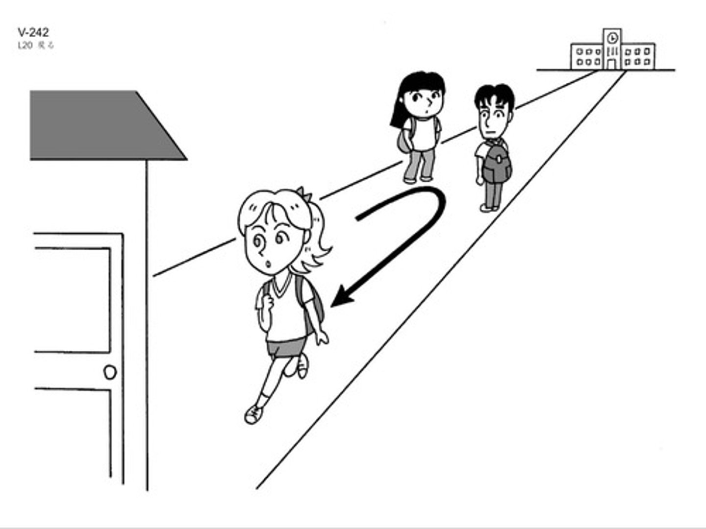 <p>to return; to come back (～に)</p>