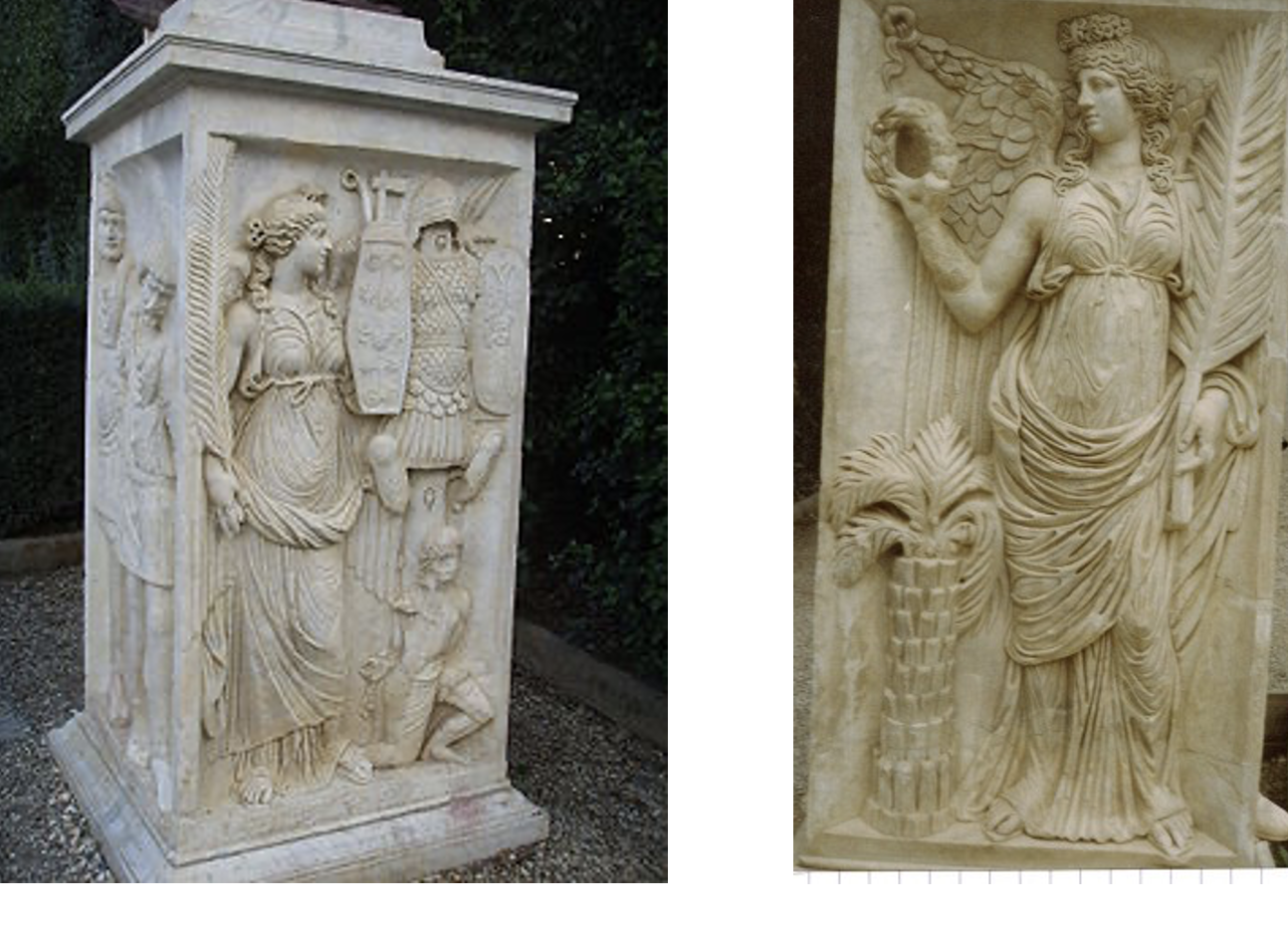 <p>Front faces of Bobble Pedestals with victories from Marcus novas Diocletian</p>