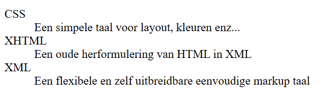 <p>definitielijst met term/data paren</p>