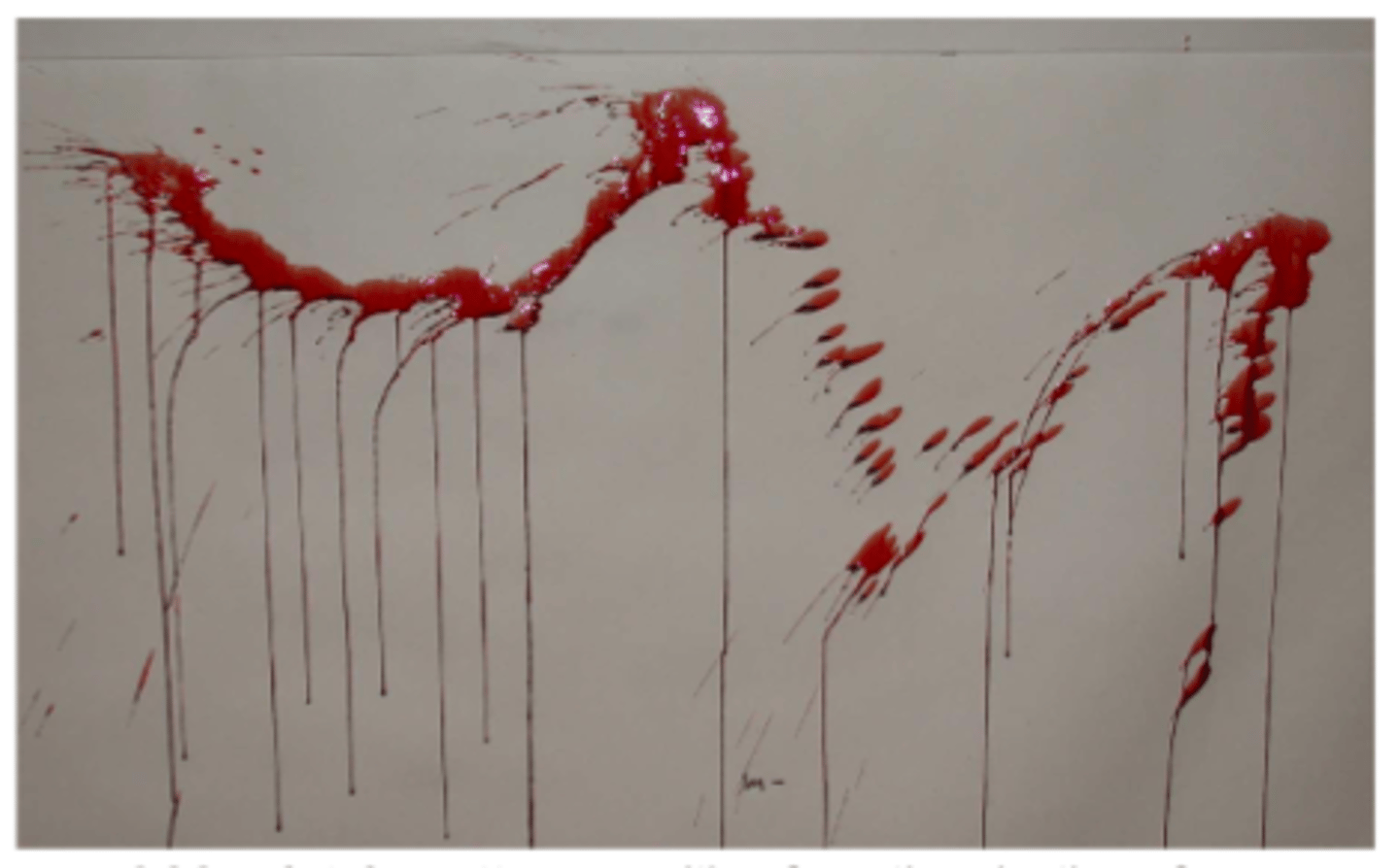<p>also known as impact stains; pattern that occurs when a force is applied to the source of the blood, includes low, medium, or high velocity spatters, cast off, arterial spurting, expiratory blood blown out of the nose, mouth or wound. Usually seen as spatter.</p>