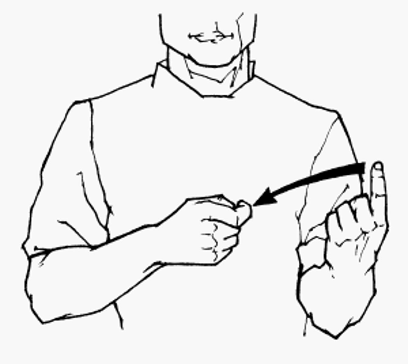 <p>Starting with 1 handshapes, index fingers touching, pull your dominant hand away and form an X handshape with it.</p>