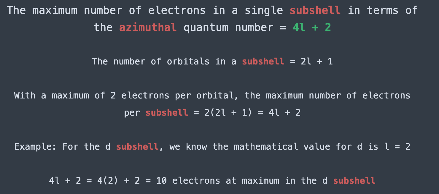 <p><strong>4l+2</strong> where l is the azimuthal quantum number. </p>