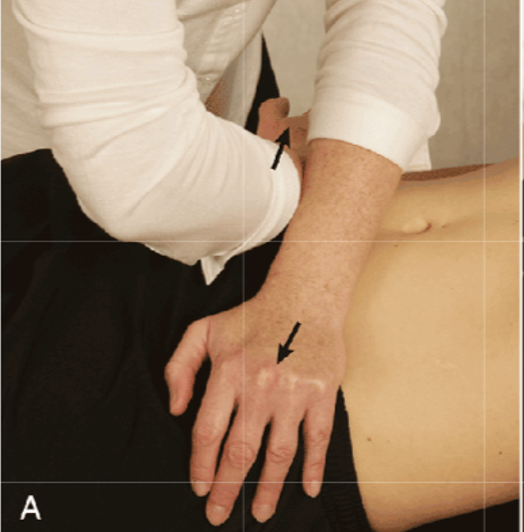 <p><span><strong>•Tests for: </strong>•Sprain in anterior sacroiliac joints</span></p><p><span><strong>•Positive sign:</strong></span></p><p><span>•Unilateral glut pain or posterior leg pain</span></p><p><span><strong>•Method:</strong></span></p><p><span>•Patient supine while examiner applies cross-arm pressure to ASIS</span></p><p></p>