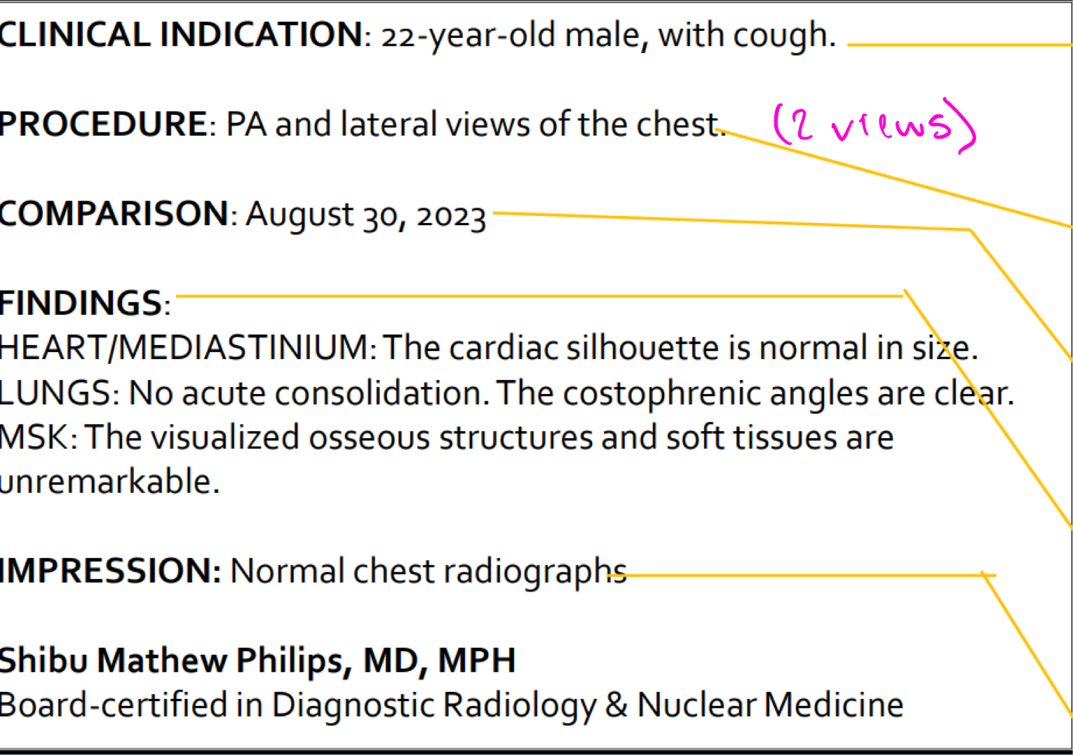 <p>Radiology report breakdown</p>