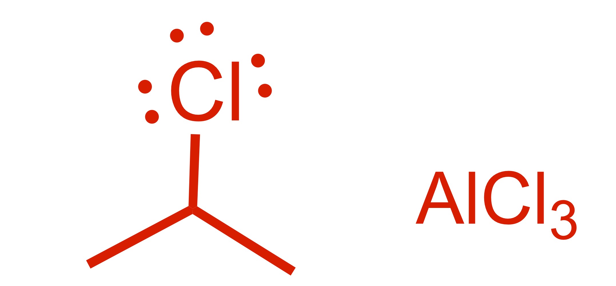 <p>Carbon chain attaches to the cyclohexane - (the Cl leaves the carbon chain). The Cl carbon group with AlCl3 is the reagent</p>