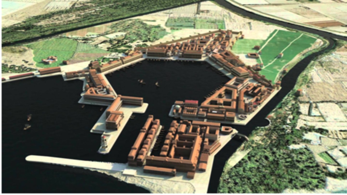 <p>renovations done to the Port At Ostia that created a new, hexagonal port to increase grain supply</p>
