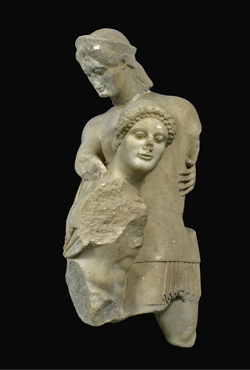 <p>Eretria, Temple of Apollo: Theseus and Antiope, Greek, c. 510-500 BCE</p>