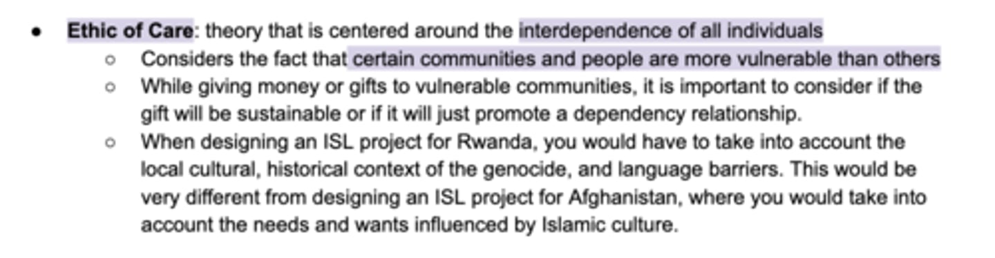 <p>Ethic of Care</p>