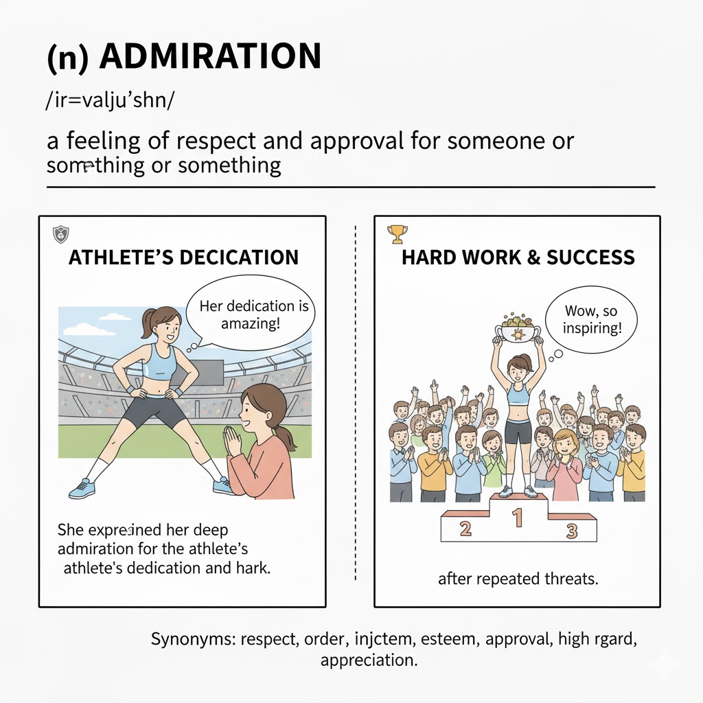 <p><strong>a feeling of respect and approval for someone or something</strong> </p><p>(sự ngưỡng mộ, sự khâm phục)</p>