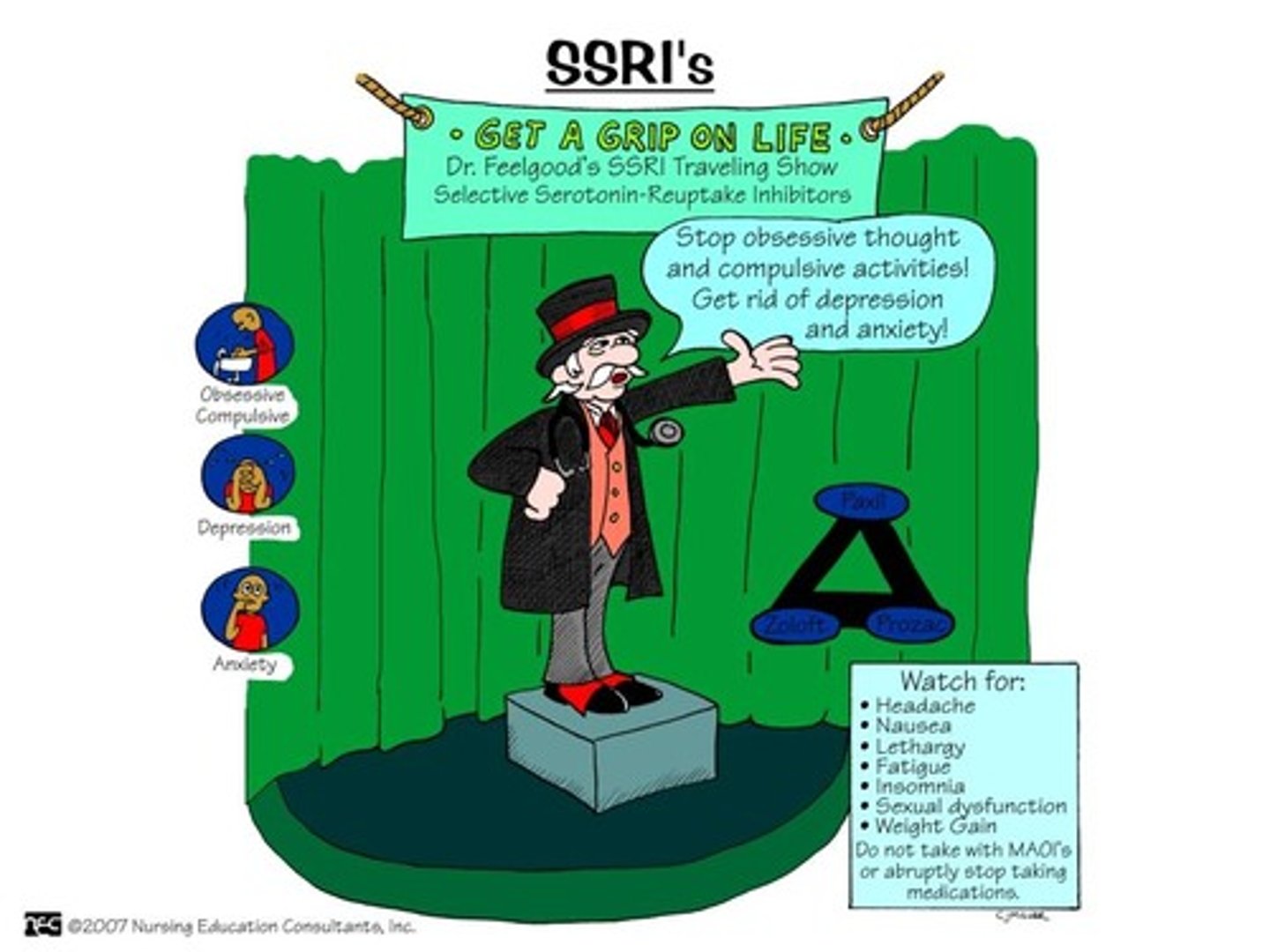 <p>SSRIs</p><p>3 multiple choice options</p>