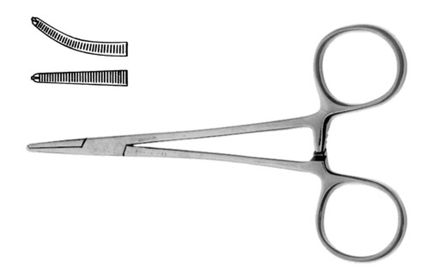 <p>-May be curved or straight</p><p>-Used for clamping small blood vessels</p>