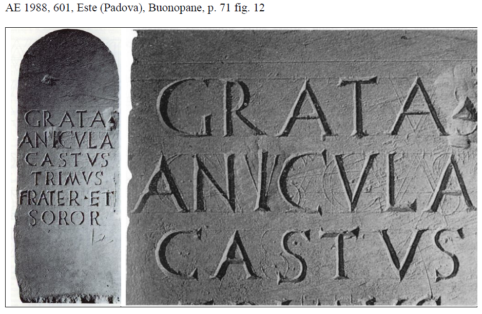 <p>AE 1988, 601, Este (Padova), Buonopane, p. 71 fig. 12</p>
