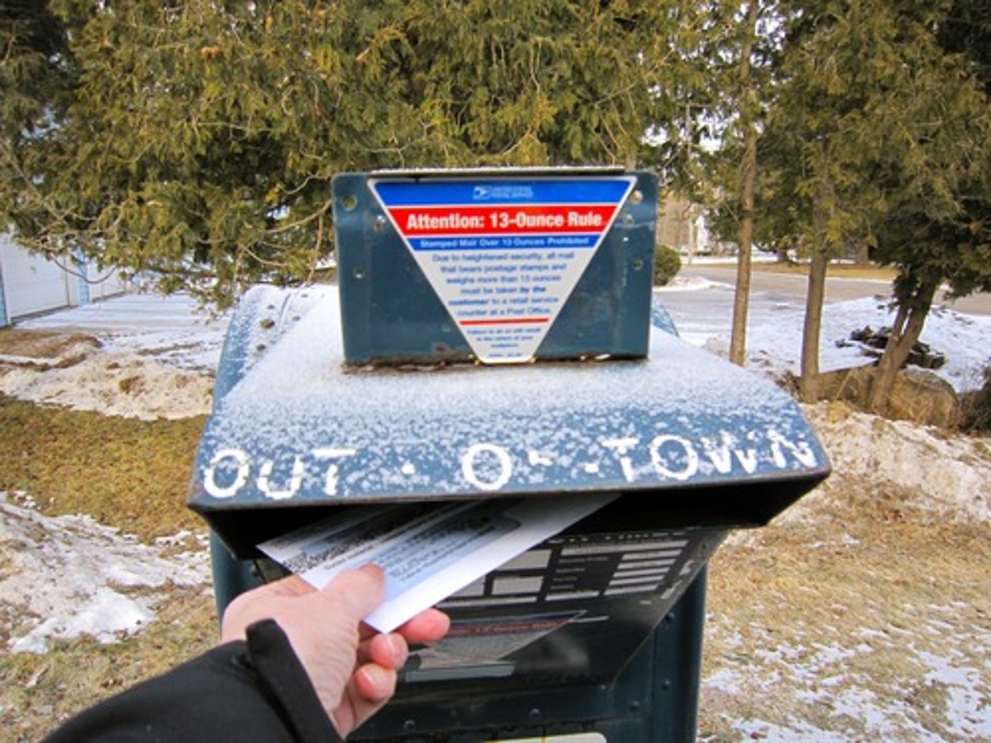 <p>to put a letter in the mail box</p>