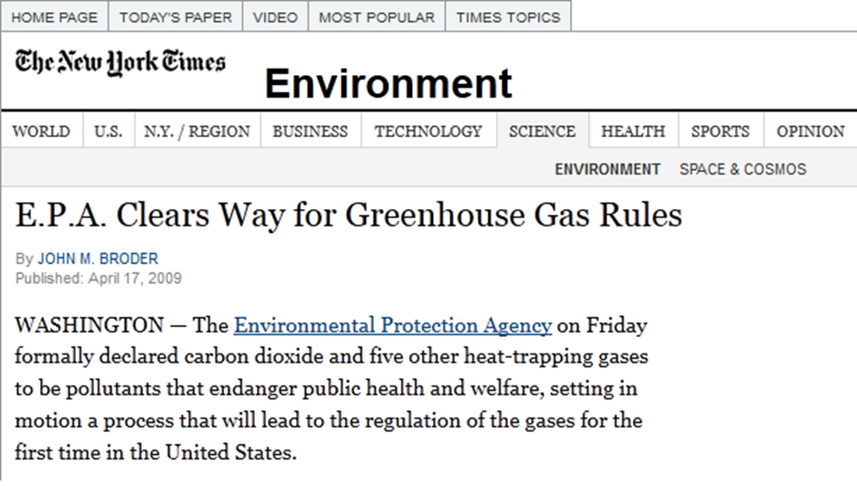 <p>What did classifying CO2 as a pollutant allow?</p>