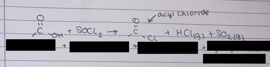 <p>what is this equation to make acyl chloride</p>